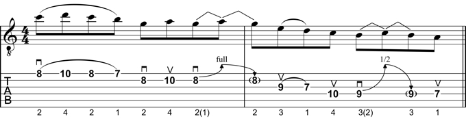 Example Lick: A Minor Pentatonic with added 2