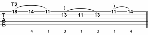 C Minor Seventh Flat Five Tapping Lick 1